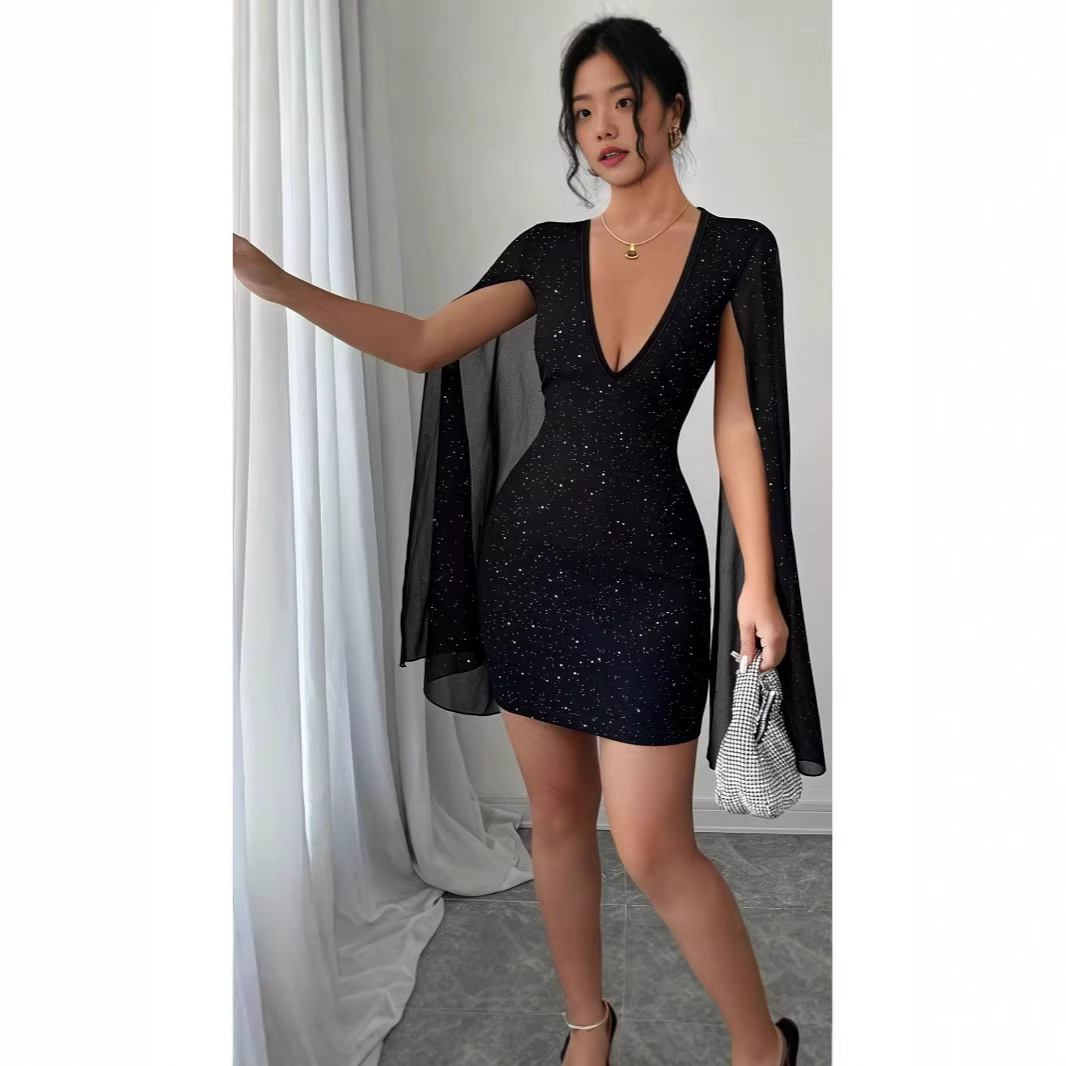 Women Formal Party Wear Dress - Vestido Midi Bodycon com Decote em