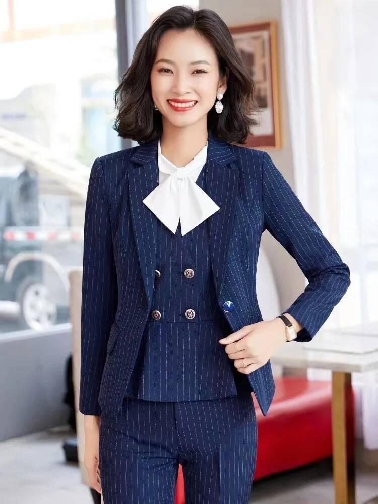 Women Formal Wear Winter - Moda listrado formal ternos de negócios