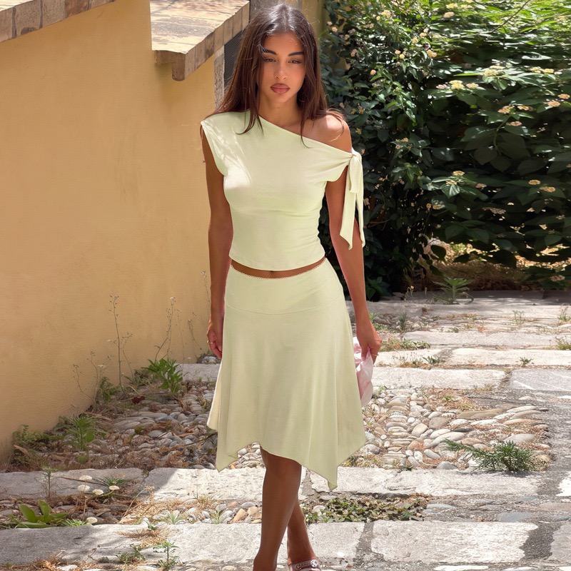 Women Formal Wear For Summer - Conjunto feminino de 2 peças, top