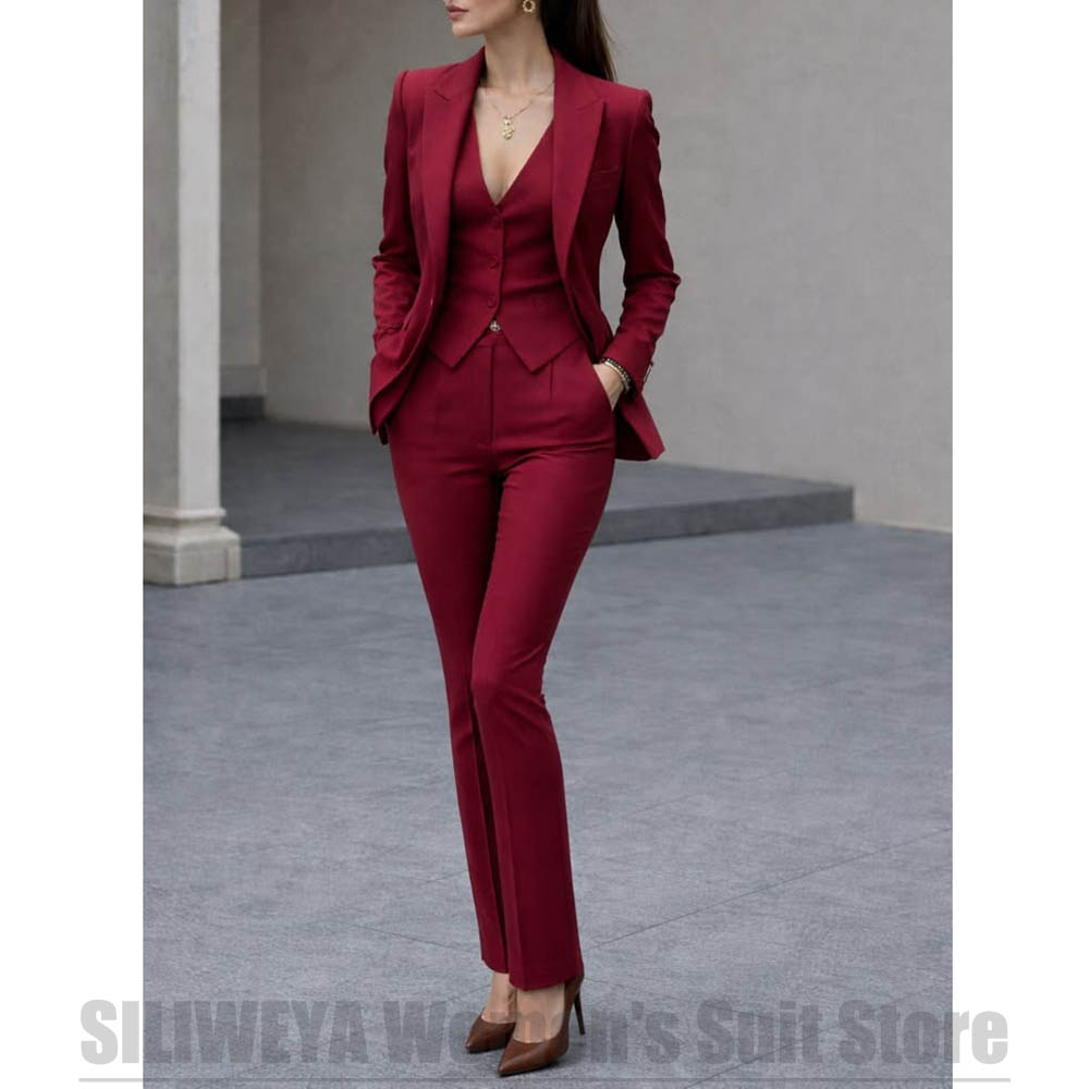Women Formal Wear Vest - Conjunto feminino de 3 peças, blazer,