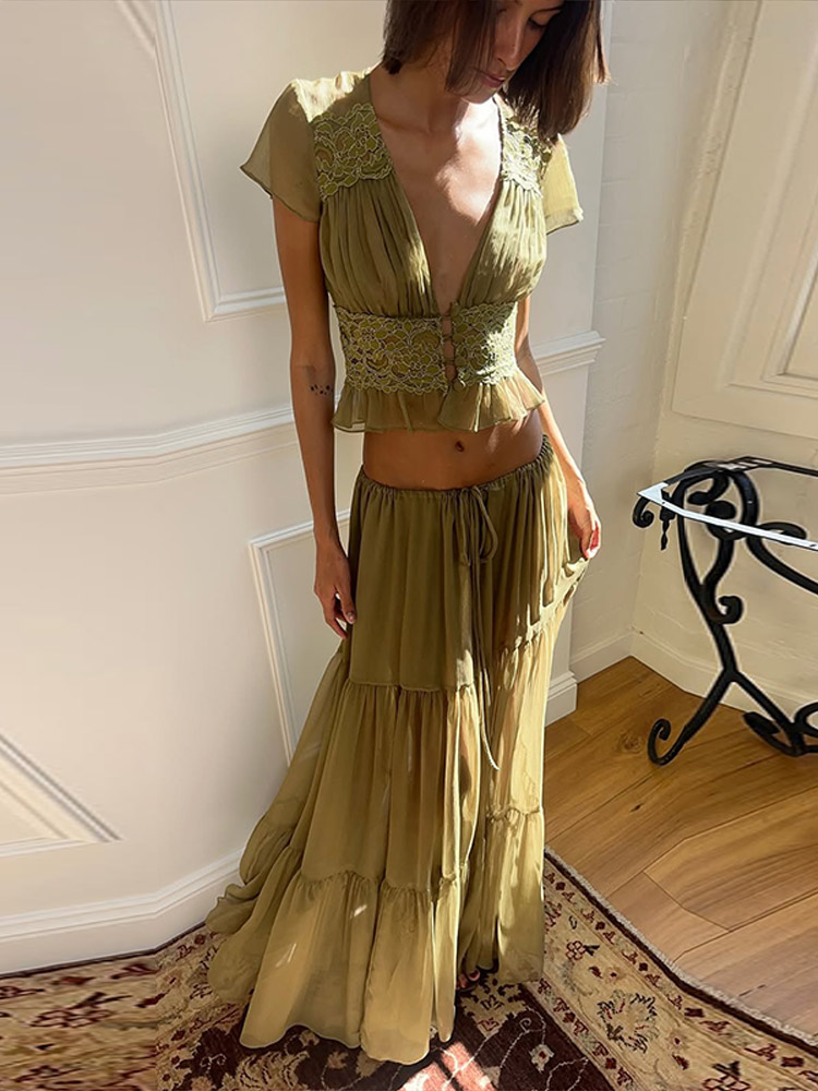 Women Formal Wear For Summer - Conjunto Elegante de Camisa e Saia