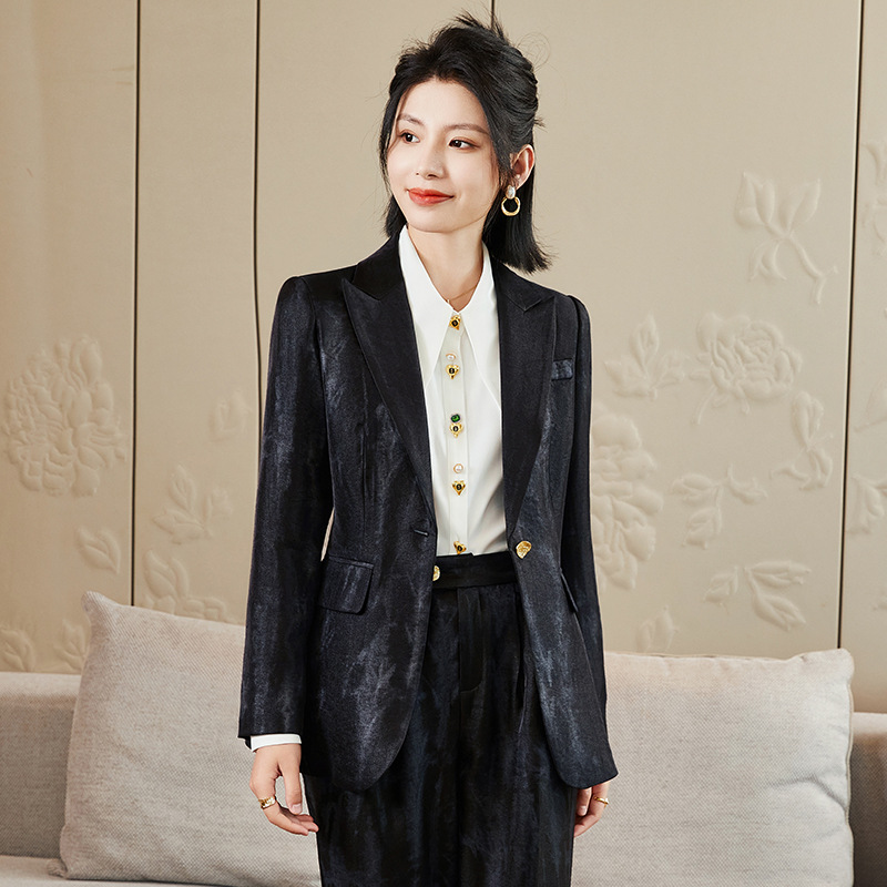 Feminino dourado preto formal  - Women Formal Wear With Black Blazer avaliação e preço