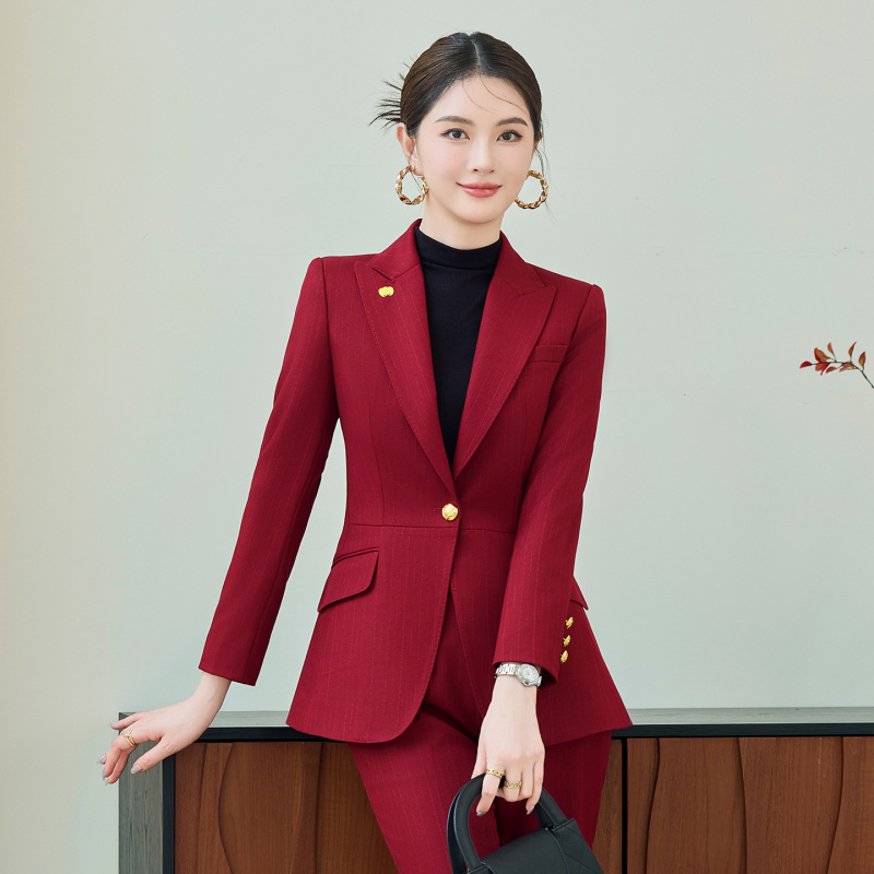 Conjunto de terno vermelho par - Women Formal Wear Winter avaliação e preço