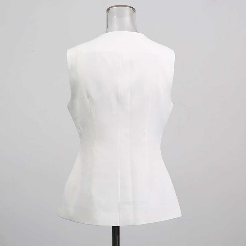 Branco o-pescoço colete dourad - Women Formal Wear Vest avaliação e preço