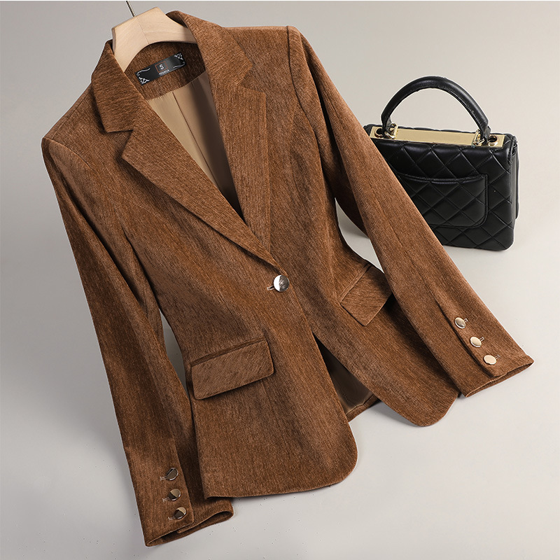 Blazer de Veludo Amarelo para  - Women Formal Wear Winter avaliação e preço