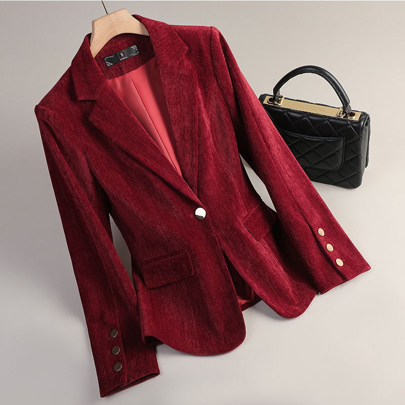 Blazer de Veludo Amarelo para  - Women Formal Wear Winter avaliação e preço