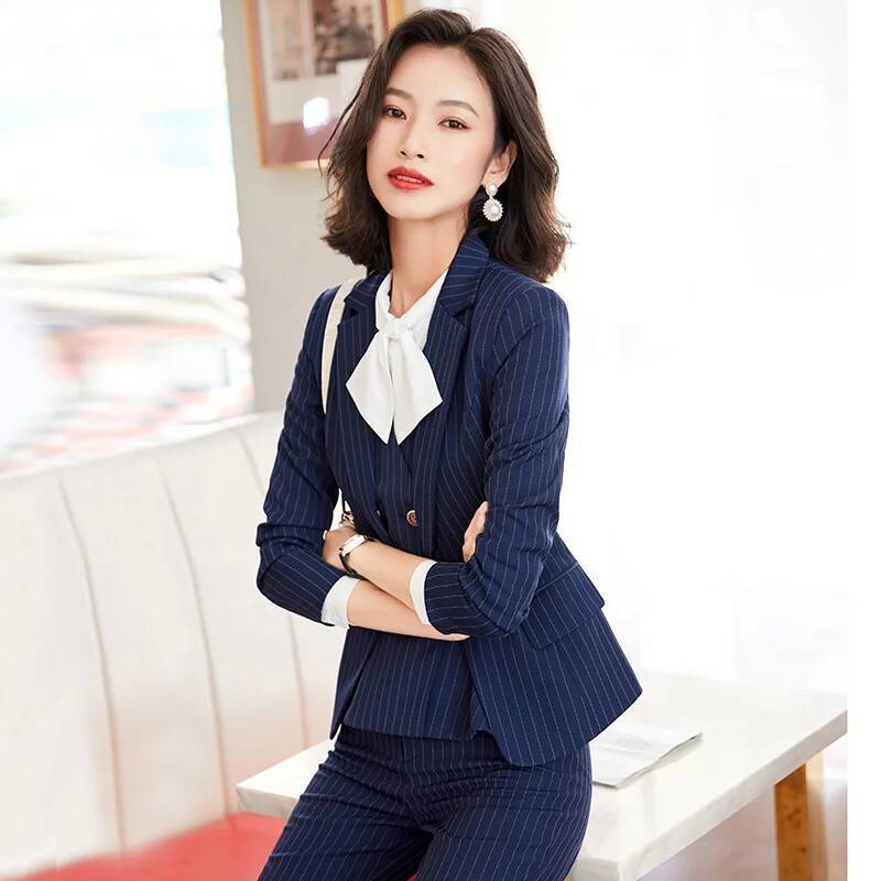 Moda listrado formal ternos de - Women Formal Wear Winter avaliação e preço