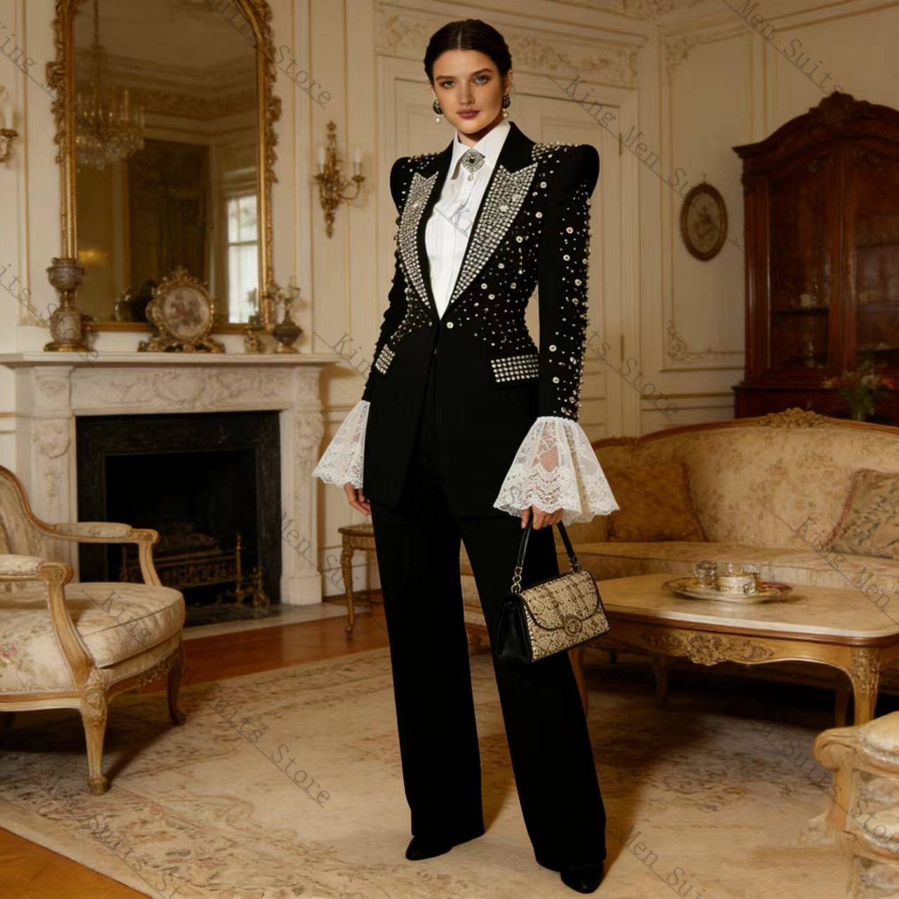 Conjunto de Terno Feminino Pre - Women Formal Wear With Black Blazer avaliação e preço