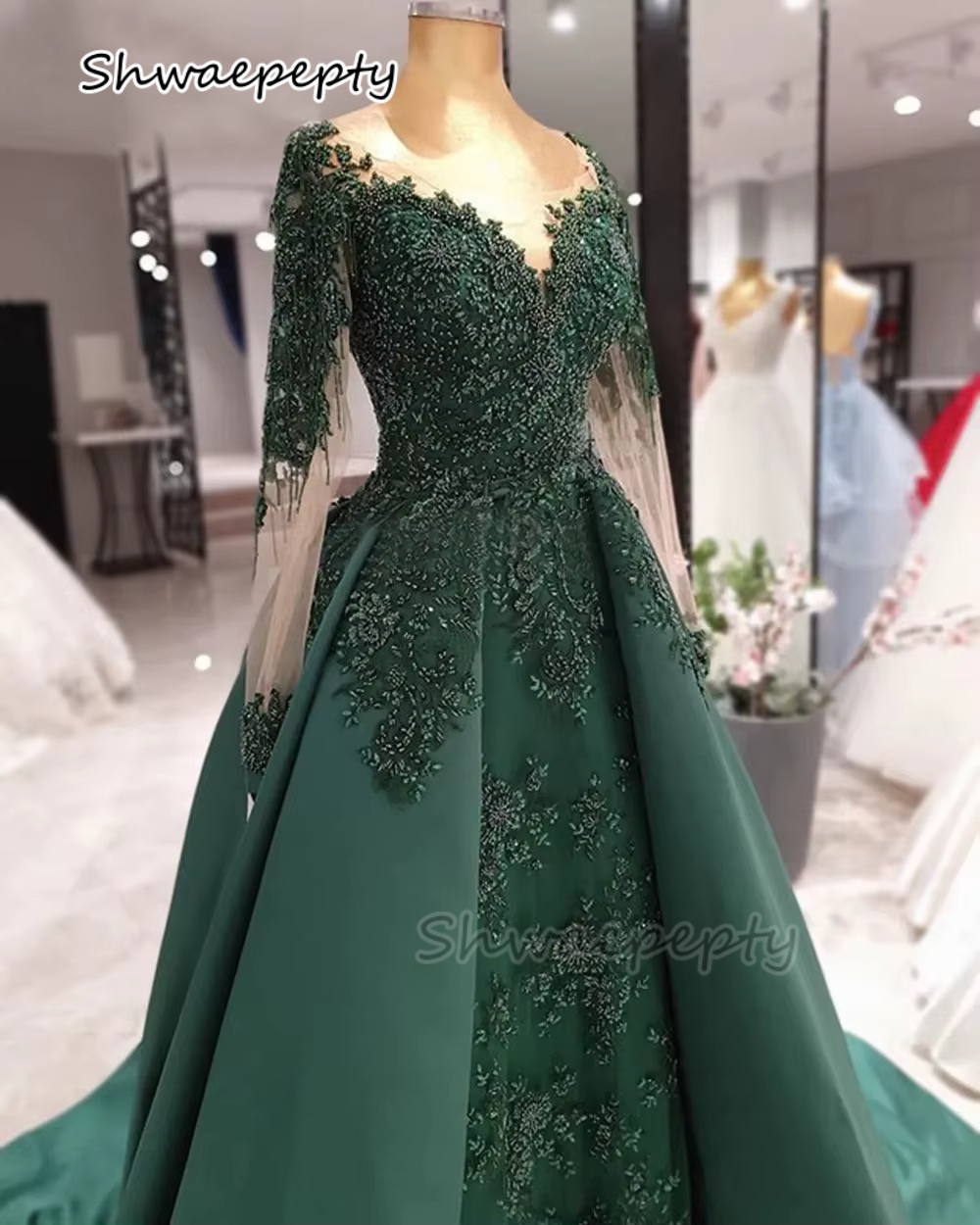Elegante caçador verde vestido - Women Formal Wear Dubai avaliação e preço