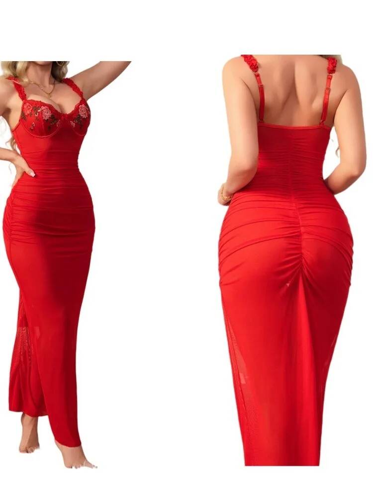 Vestido vermelho ruched com al - Women Formal Wear H&M avaliação e preço