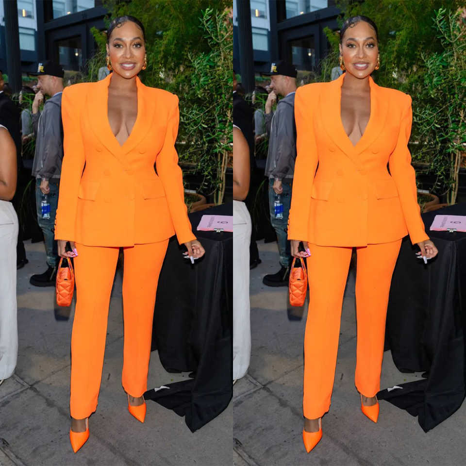 Conjunto de Calças Laranja Per - Women Formal Party Wear Dress avaliação e preço