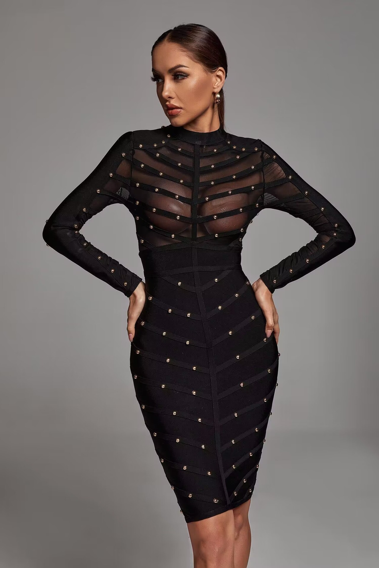Vestido Elegante com Rebites e - Women Formal Wear H&M avaliação e preço